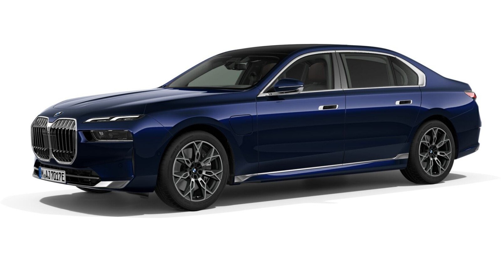 BMW 750e xDrive Limousine in Blau von vorne BMW 750e xDrive Limousine in Blau von vorne