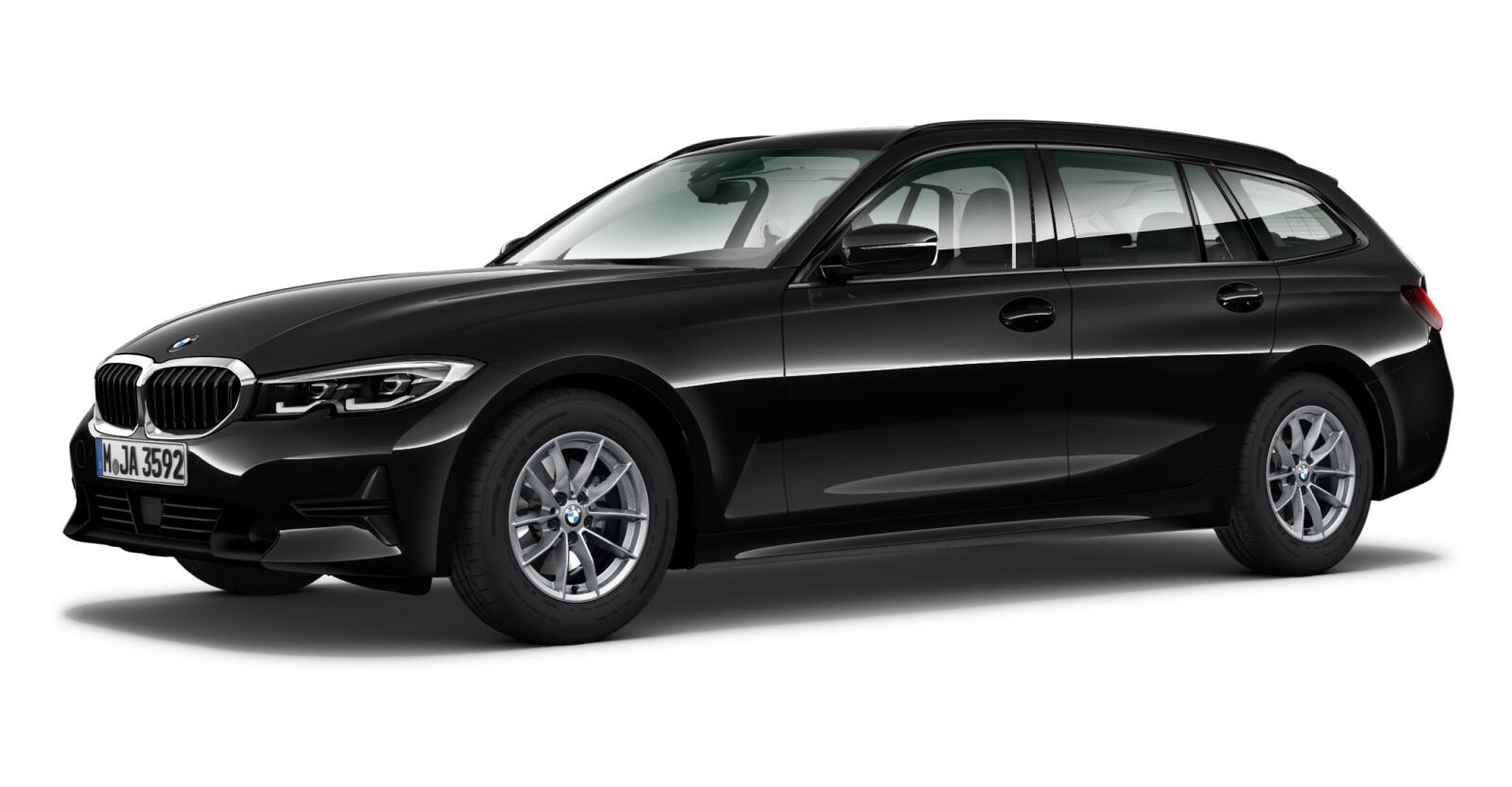 BMW 320i Touring in Schwarz von vorne