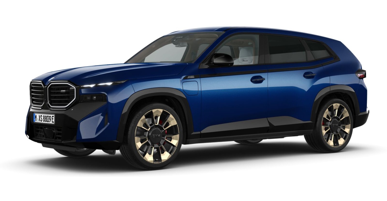 BMW XM 50e in Blau von vorne