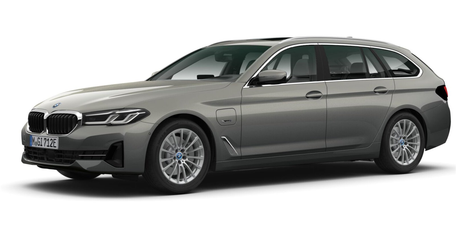 BMW 530e xDrive Touring in Grau von vorne BMW 530e xDrive Touring in Grau von vorne