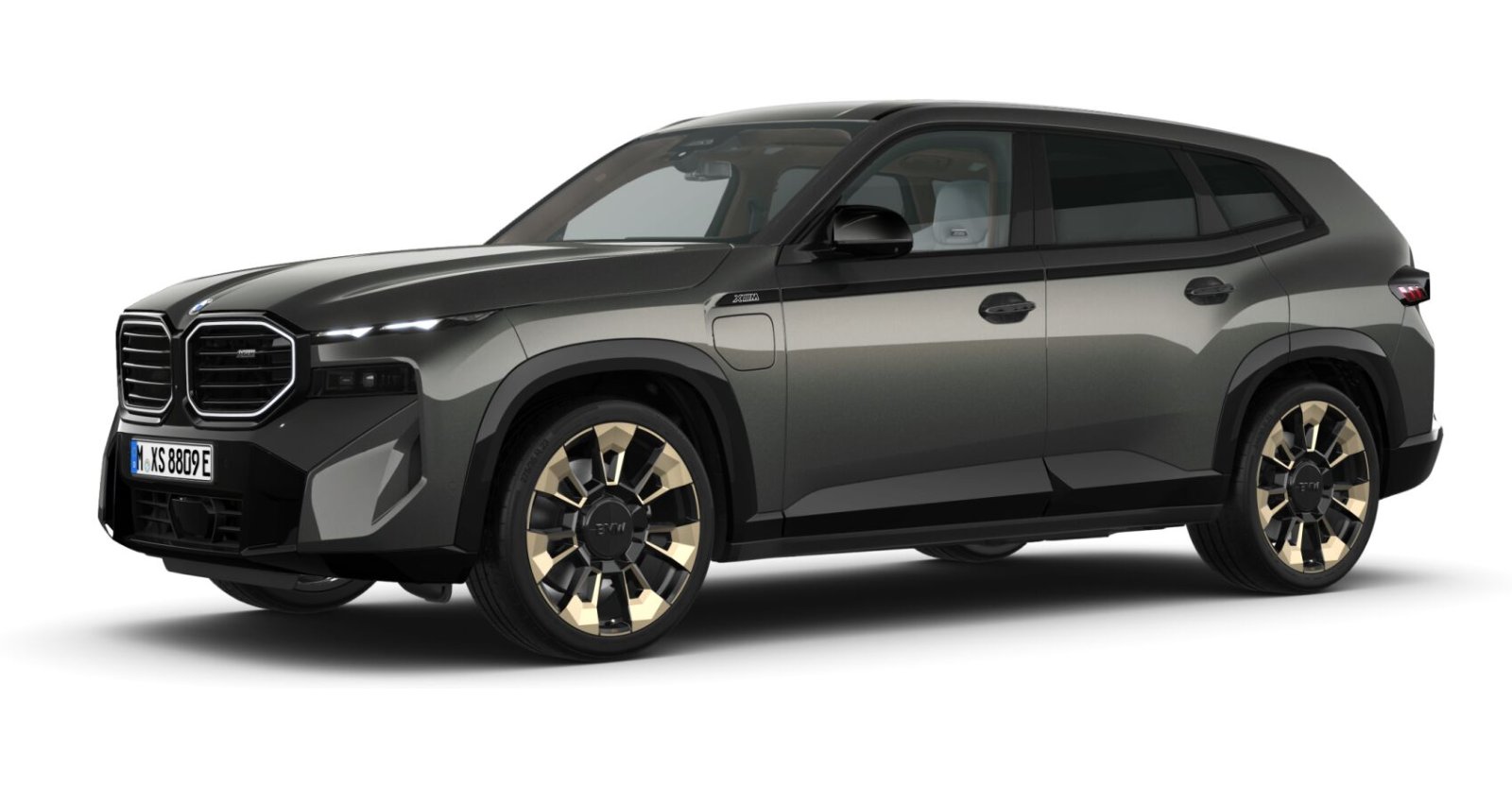 BMW XM 50e in Grau von vorne