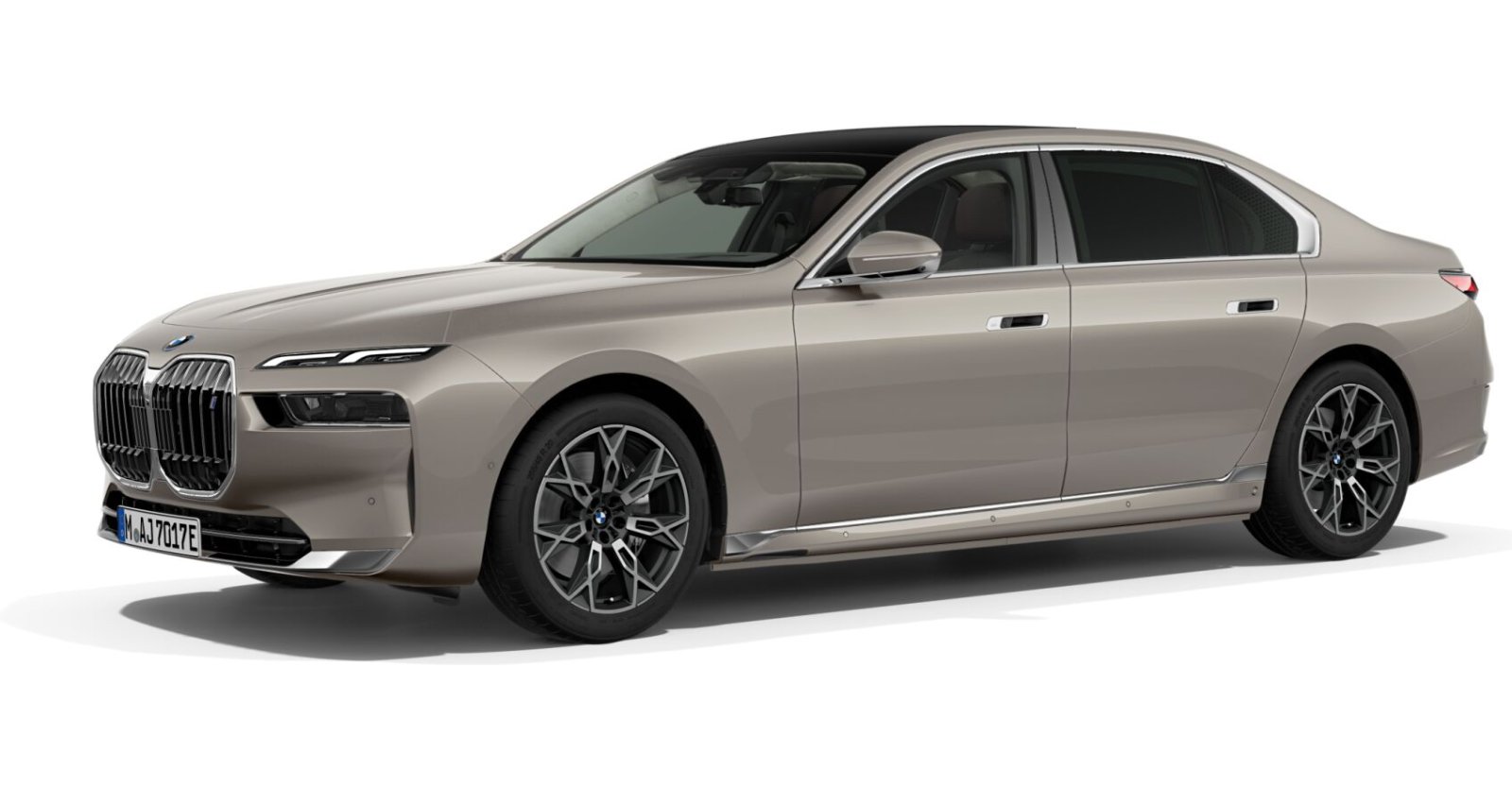 BMW i7 eDrive50 Limousine in Grau von vorne