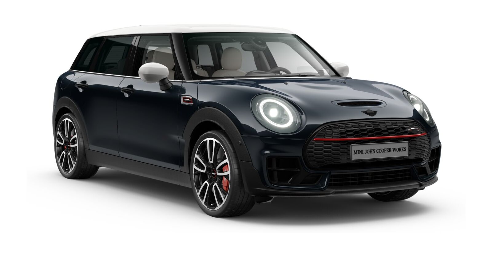 MINI JCW Clubman ALL4 in Schwarz von vorne MINI JCW Clubman ALL4 in Schwarz von vorne
