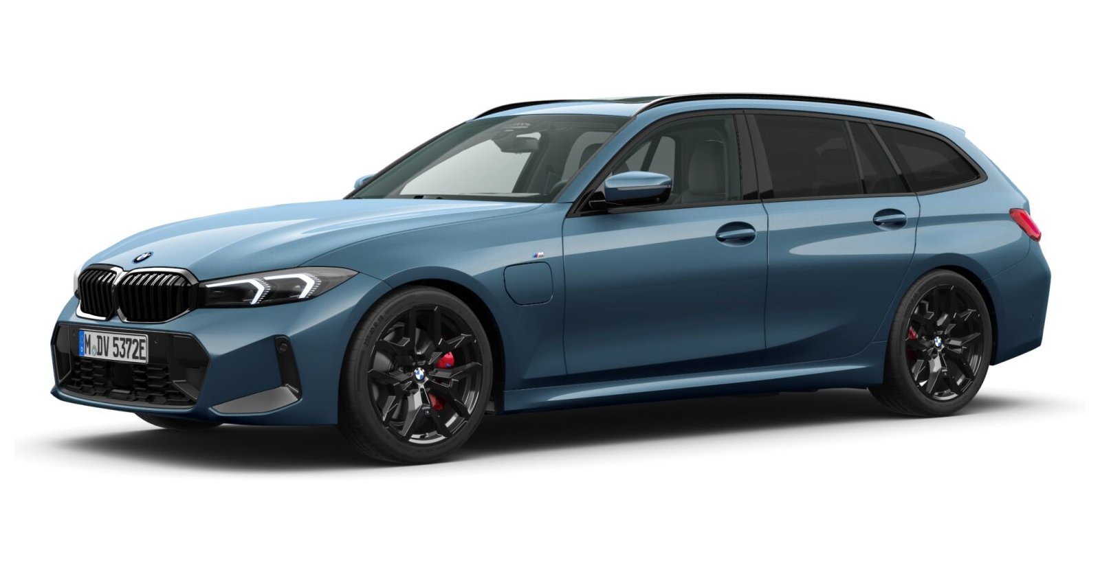 BMW 330e Touring in Blau von vorne