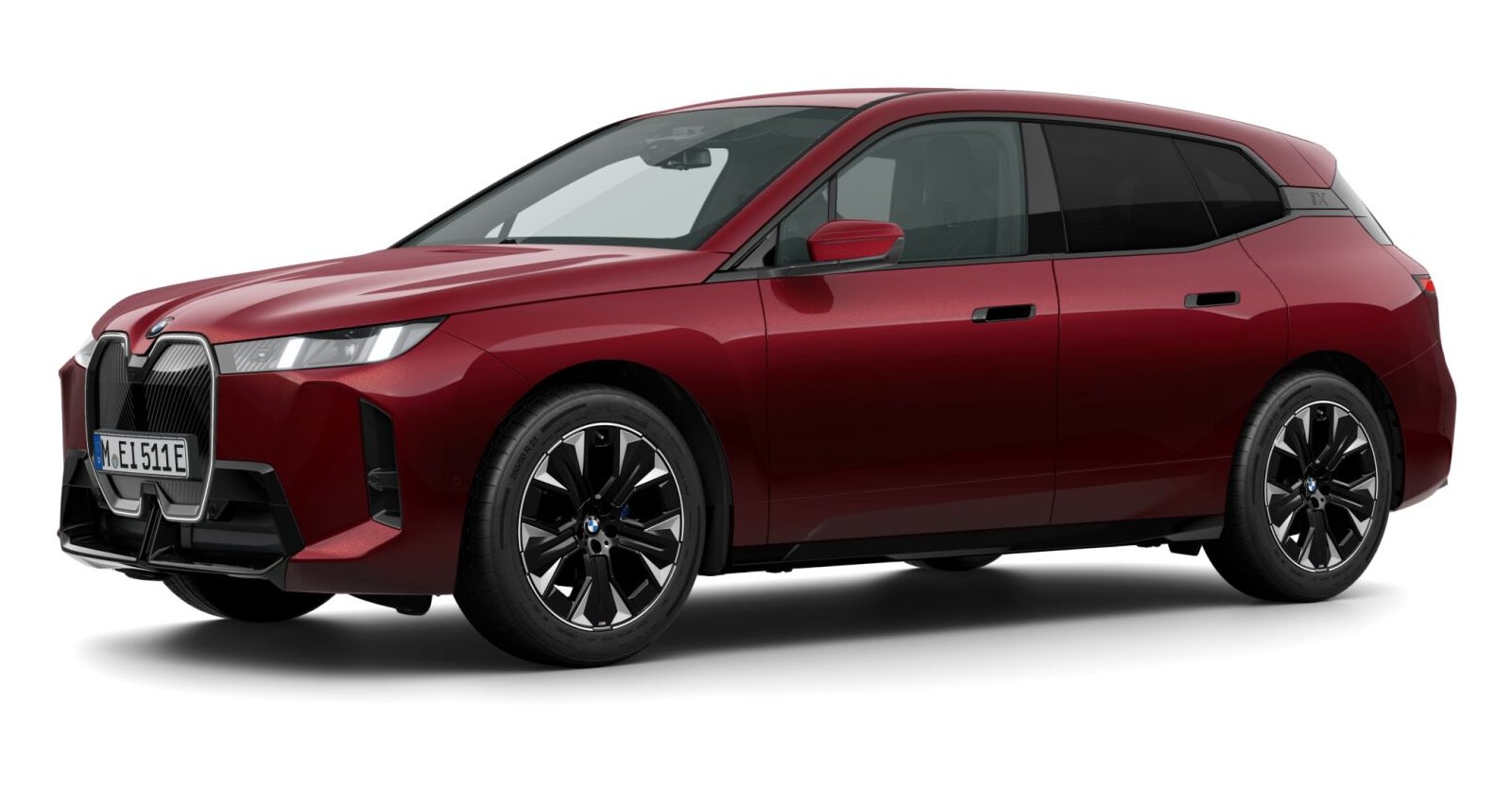 BMW iX xDrive45 in Rot von vorne BMW iX xDrive45 in Rot von vorne
