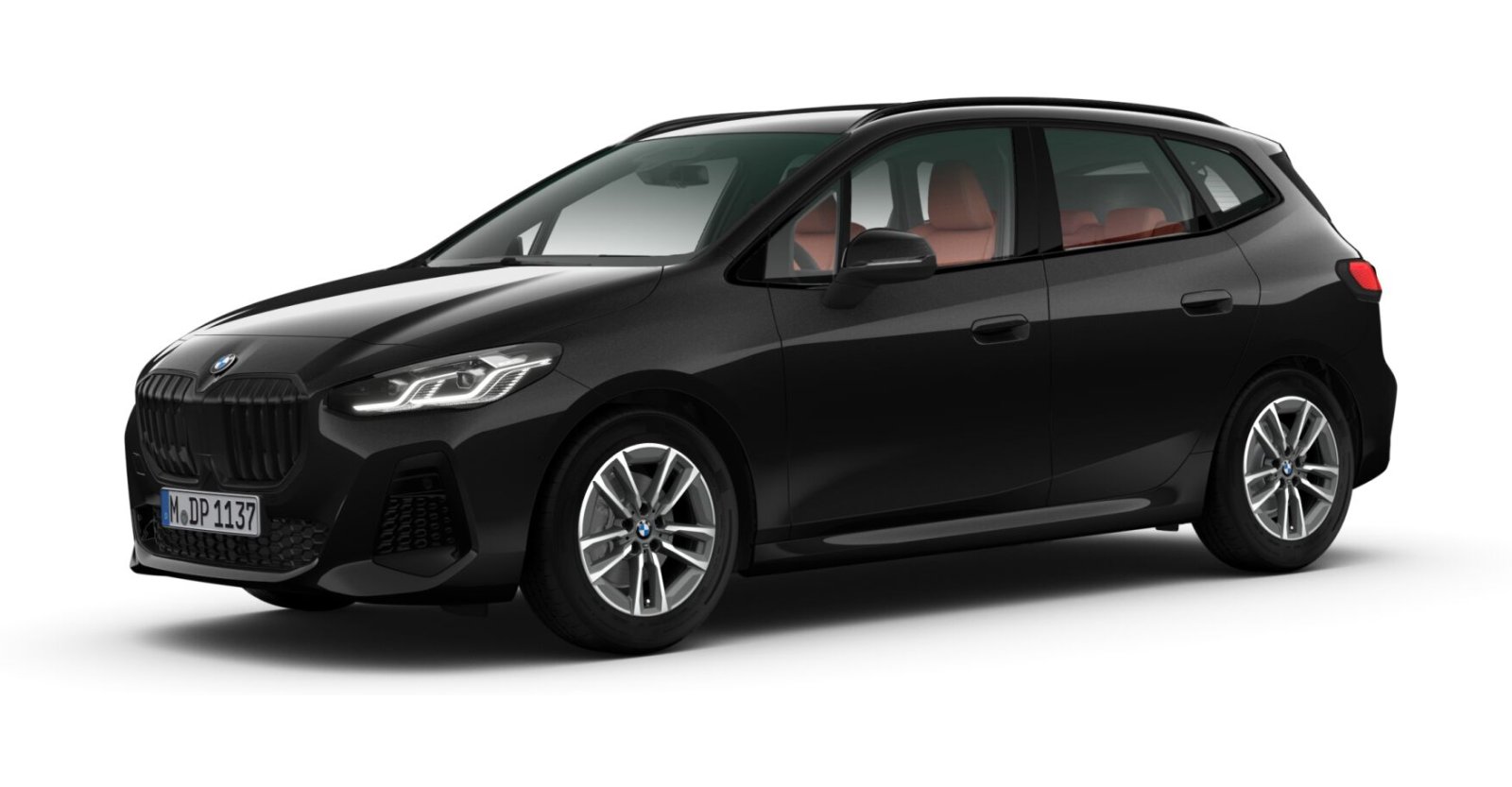 BMW 220i Active Tourer in Schwarz von vorne