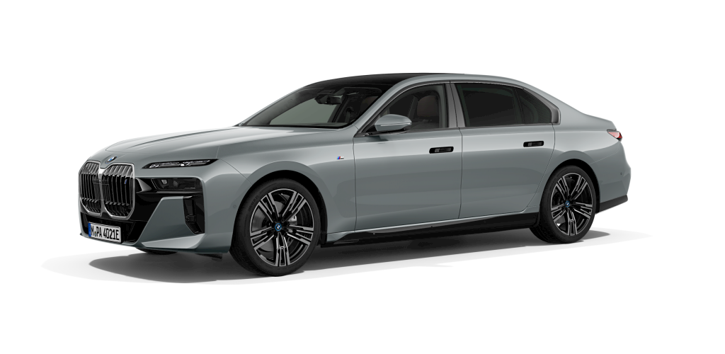 BMW i7 xDrive60 Limousine in Grau von vorne