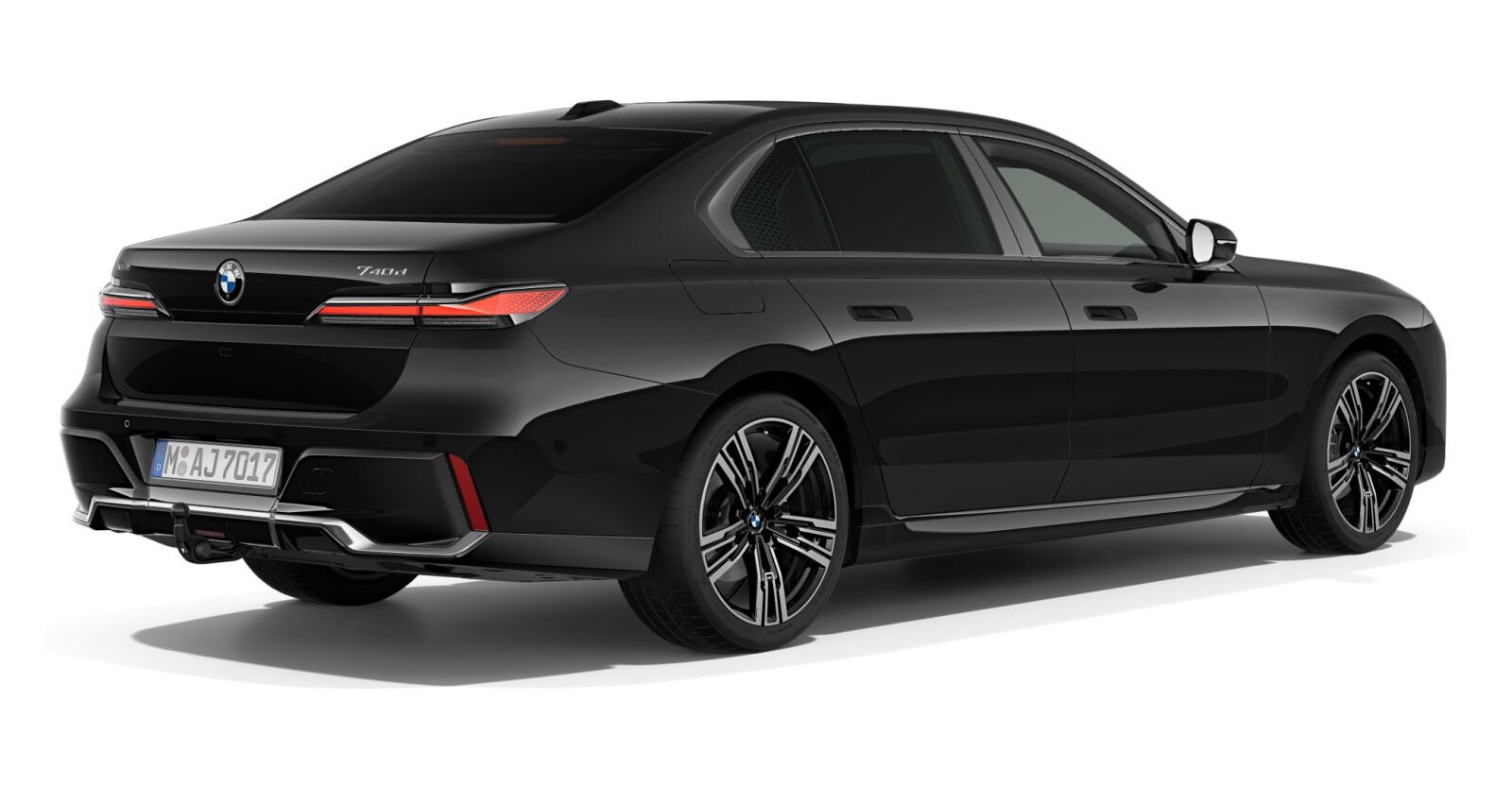 BMW BMW 7er in Schwarz von hinten