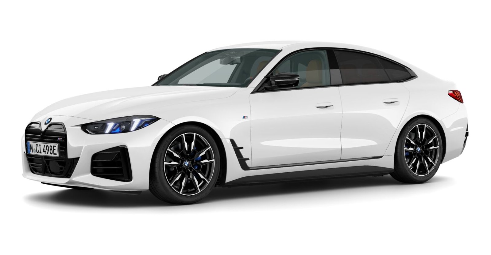 BMW i4 M60 xDrive Gran Coupé in Weiß von vorne