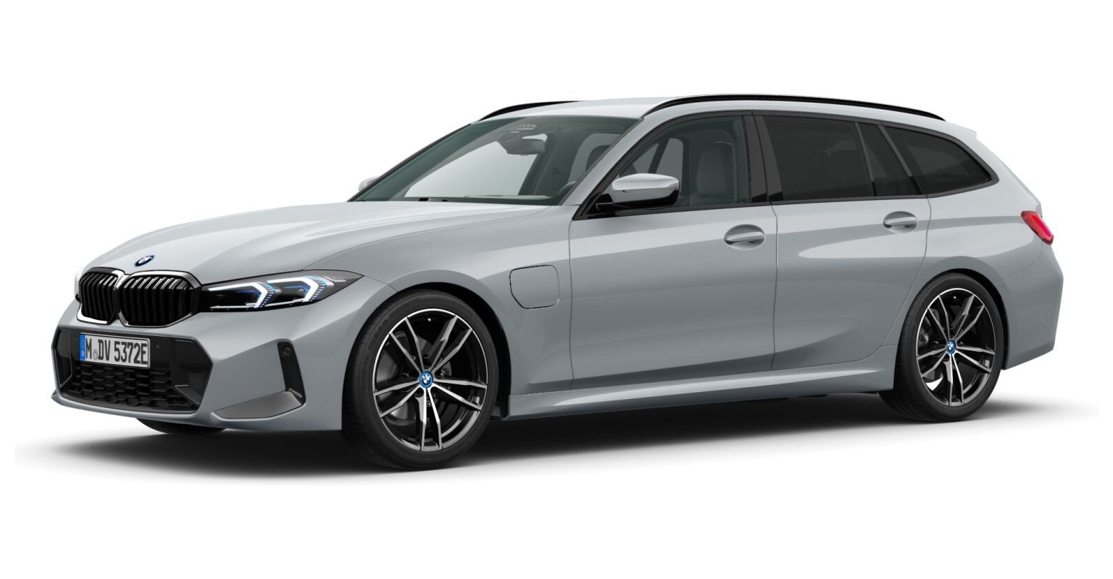 BMW 330e xDrive Touring in Grau von vorne