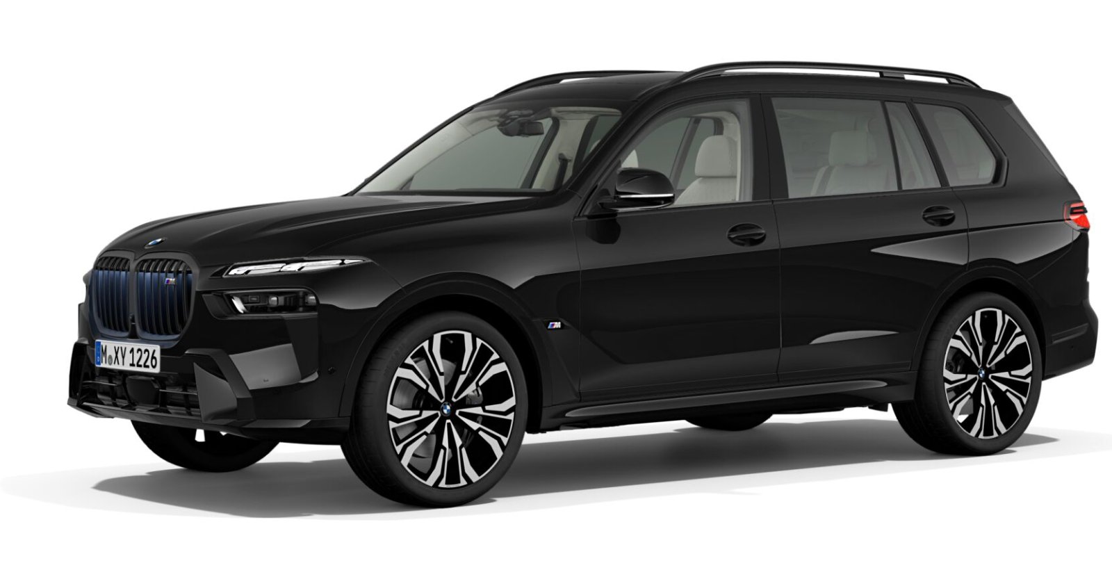 BMW X7 M60i xDrive in Schwarz von vorne