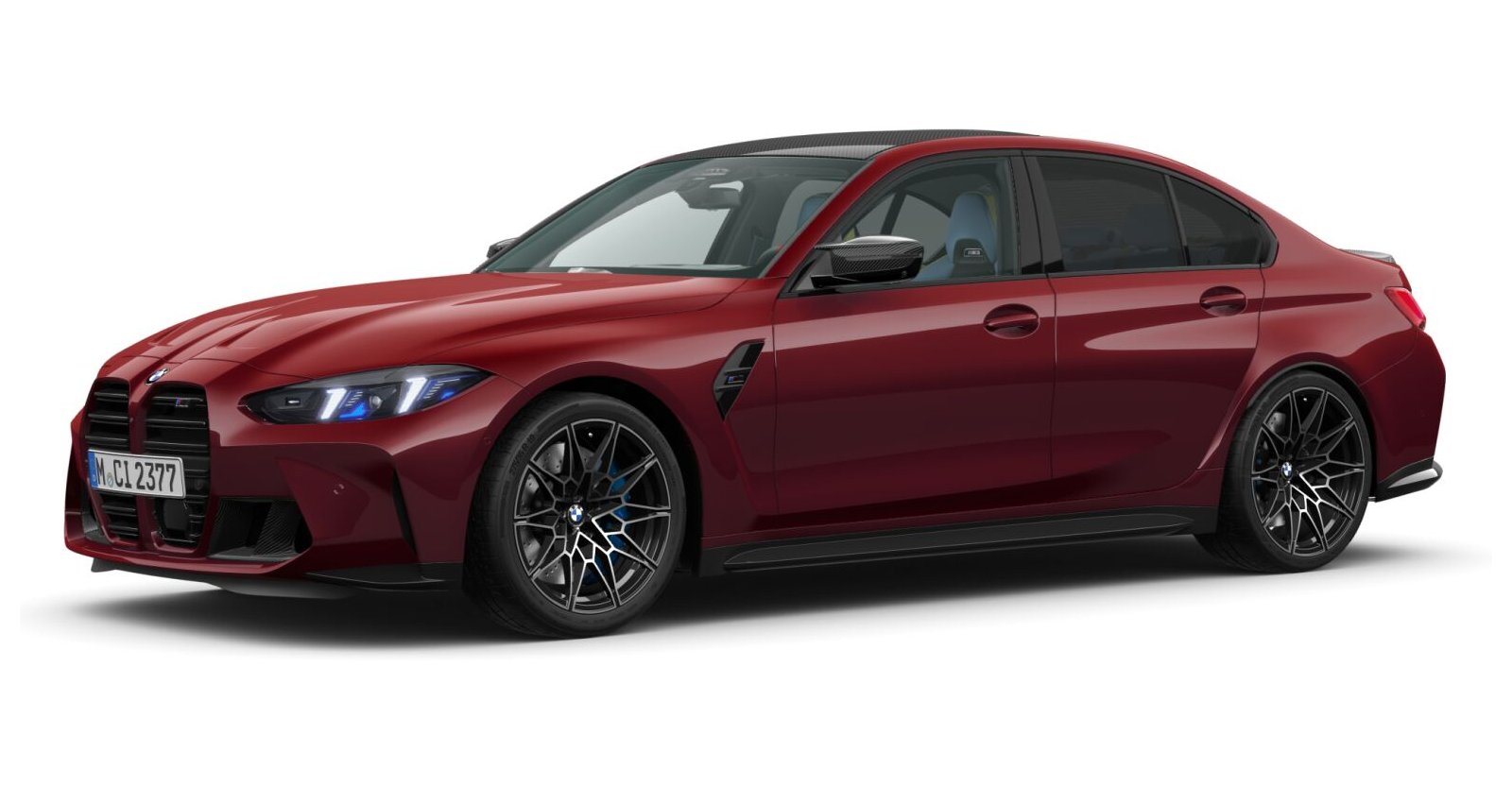BMW M3 Competition Limousine mit M xDrive in Rot von vorne BMW M3 Competition Limousine mit M xDrive in Rot von vorne