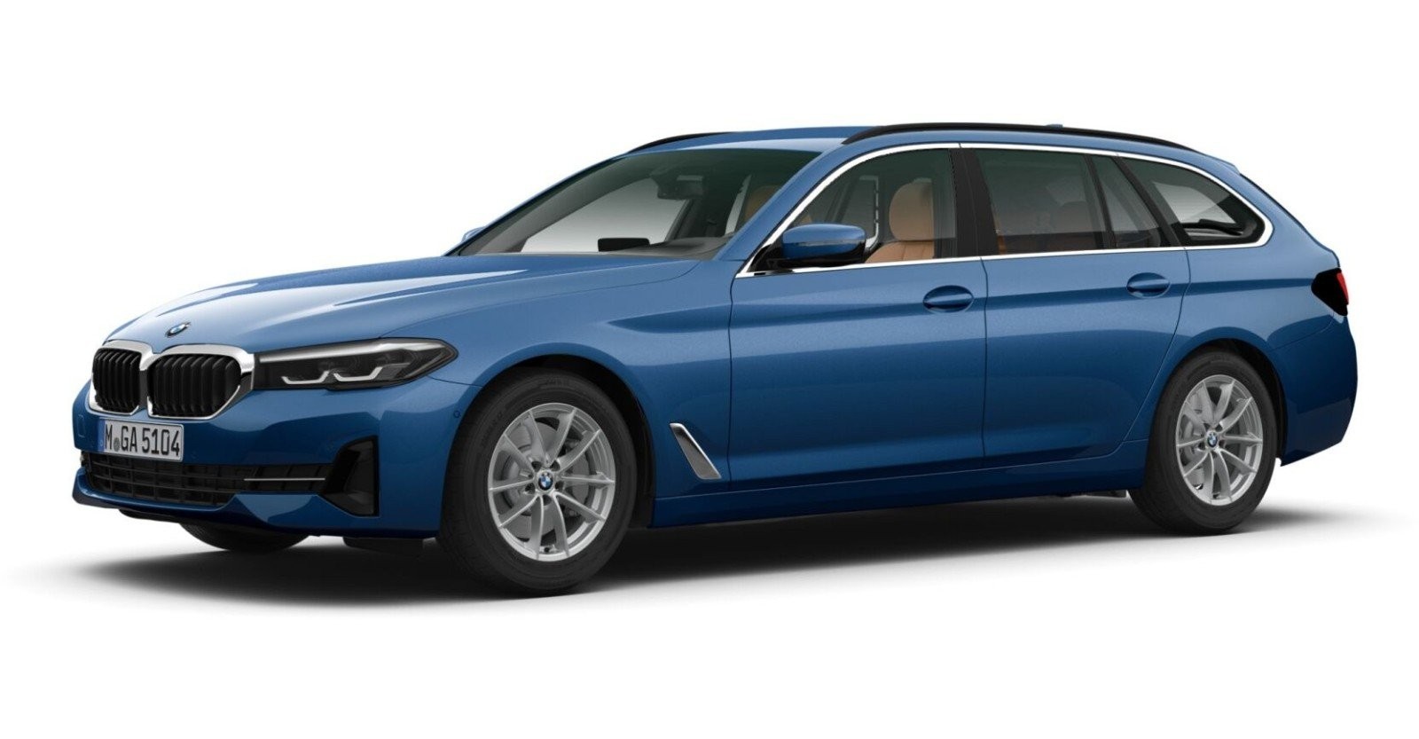 BMW 520d Touring in Blau von vorne