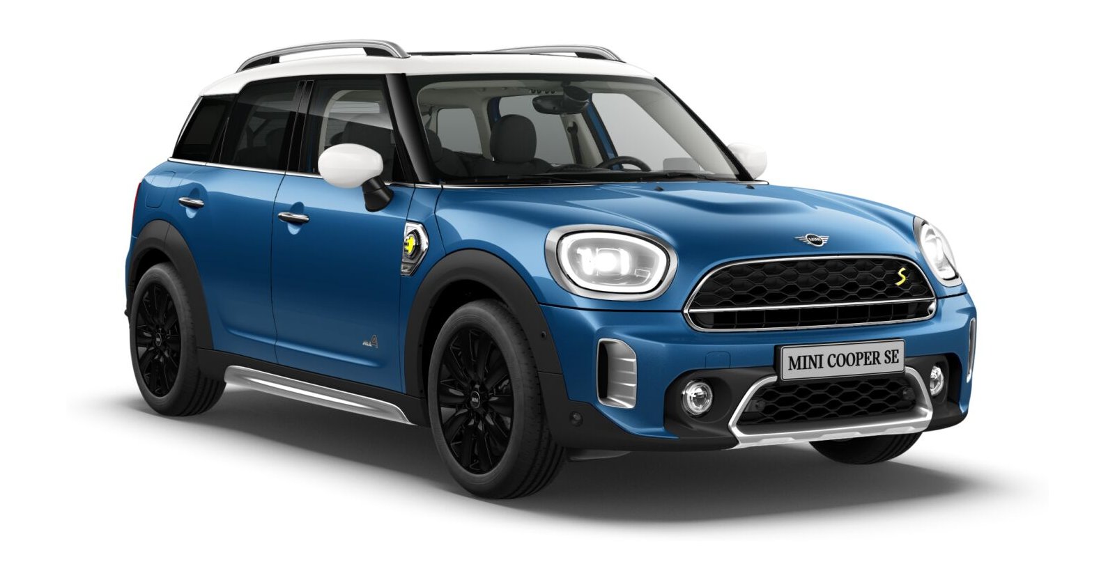 MINI Cooper SE Countryman ALL4 in Blau von vorne
