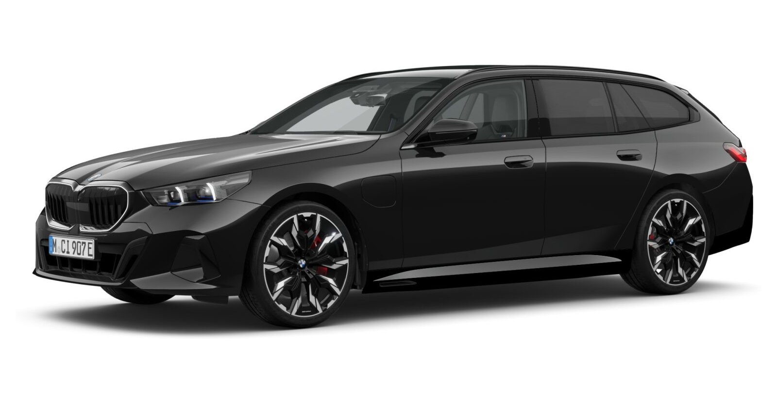 BMW 550e xDrive Touring in Schwarz von vorne