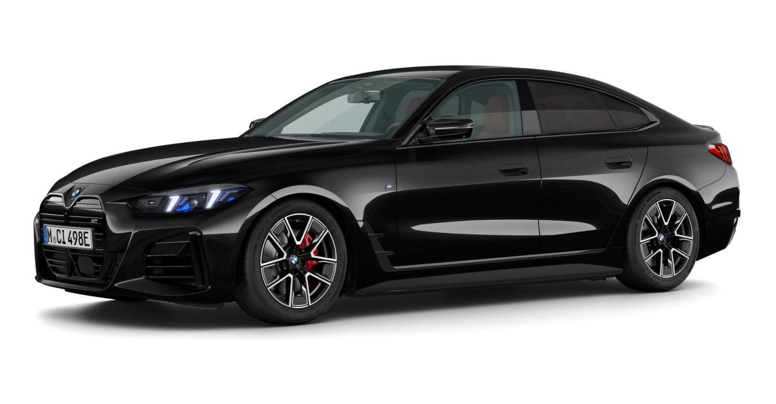BMW i4 M60 xDrive Gran Coupé in Schwarz von vorne