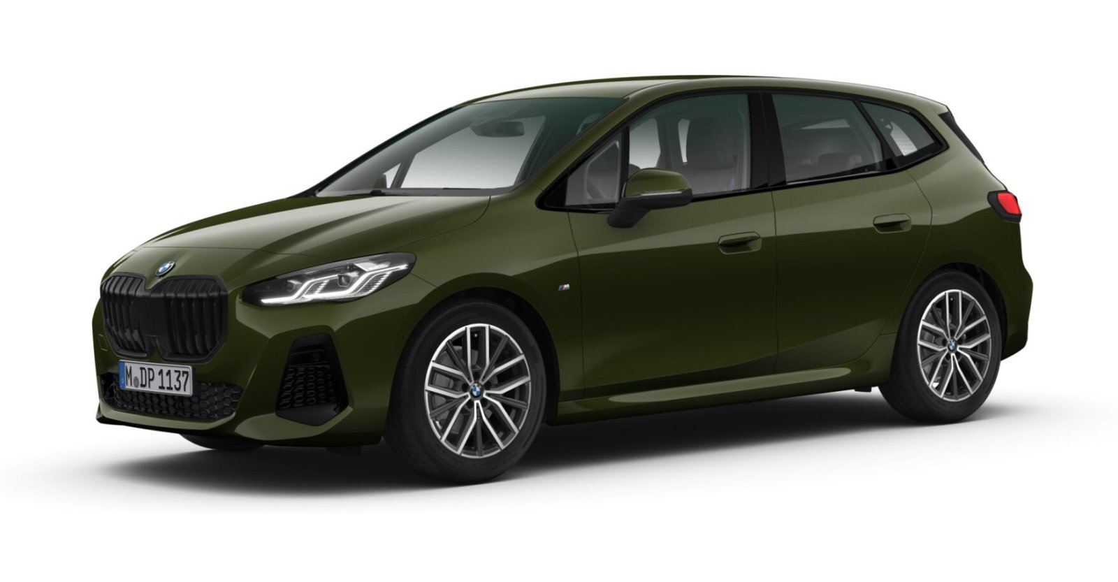 BMW 218i Active Tourer in Grün von vorne