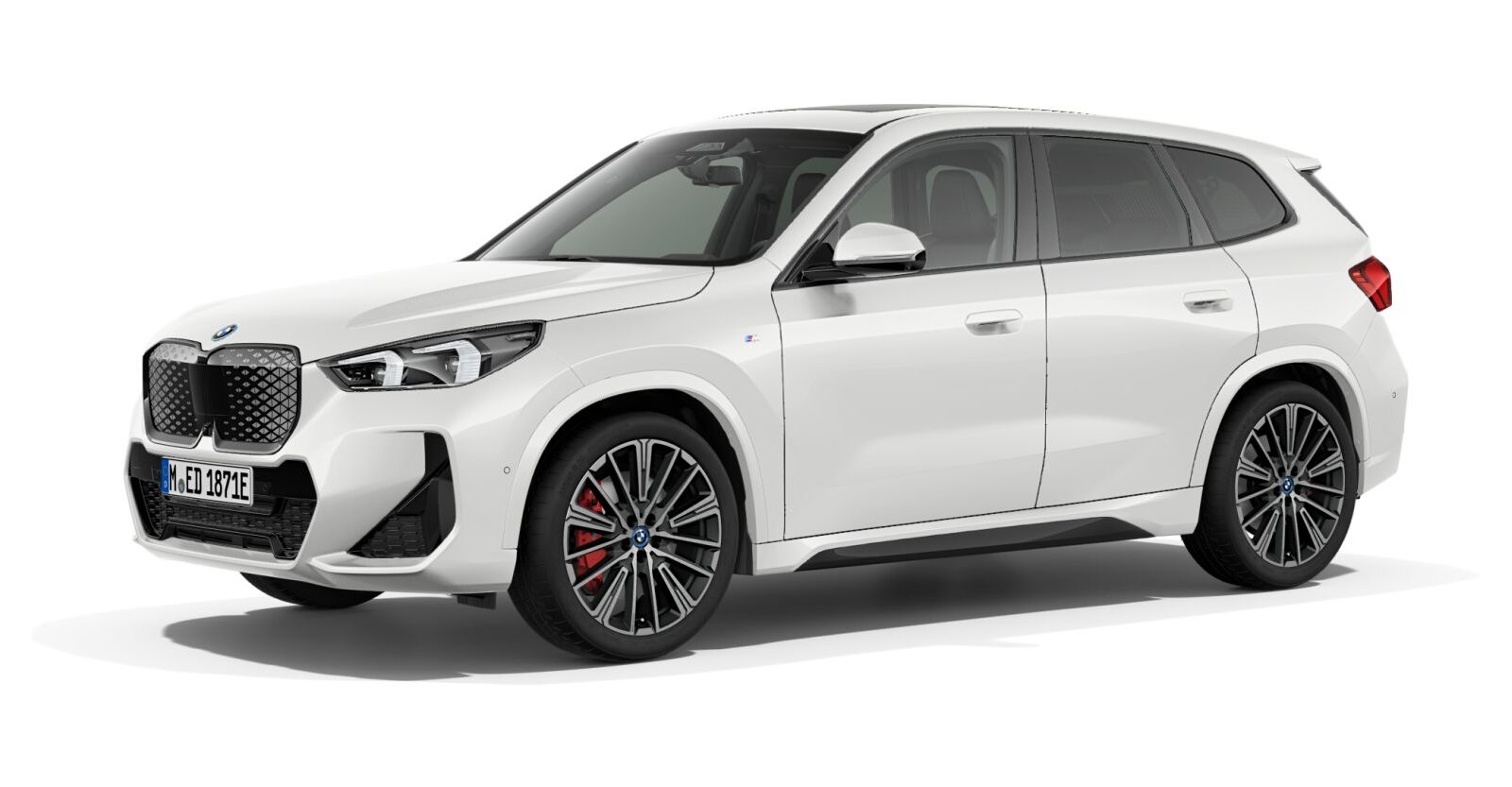 BMW iX1 xDrive30 in Weiß von vorne