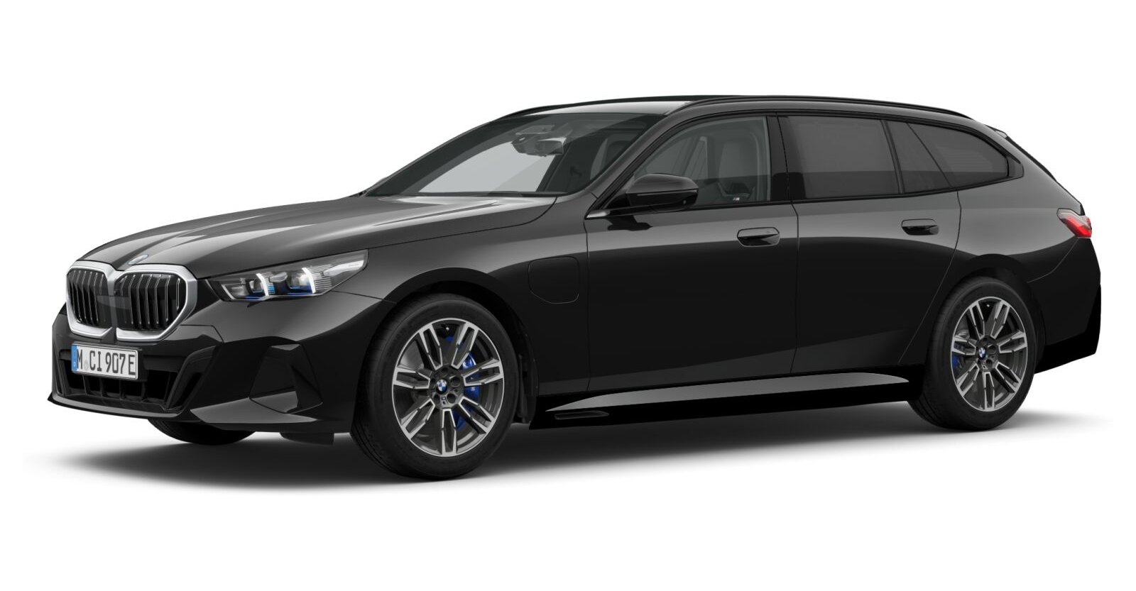 BMW 550e xDrive Touring in Schwarz von vorne