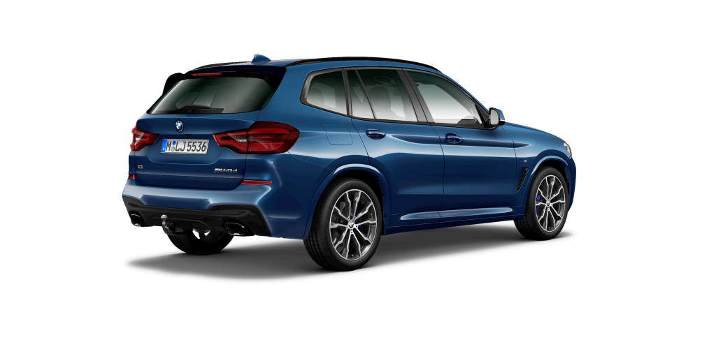 BMW BMW X in Blau von hinten BMW BMW X in Blau von hinten
