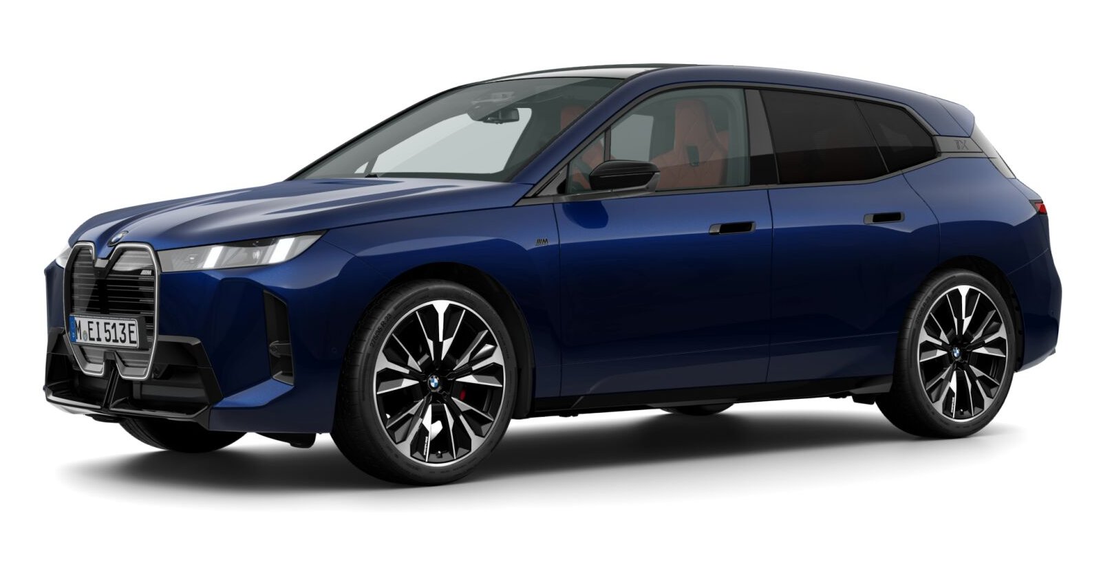 BMW iX M70 xDrive in Blau von vorne
