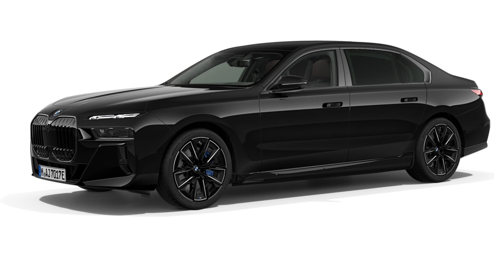 BMW i7 xDrive60 Limousine in Schwarz von vorne BMW i7 xDrive60 Limousine in Schwarz von vorne