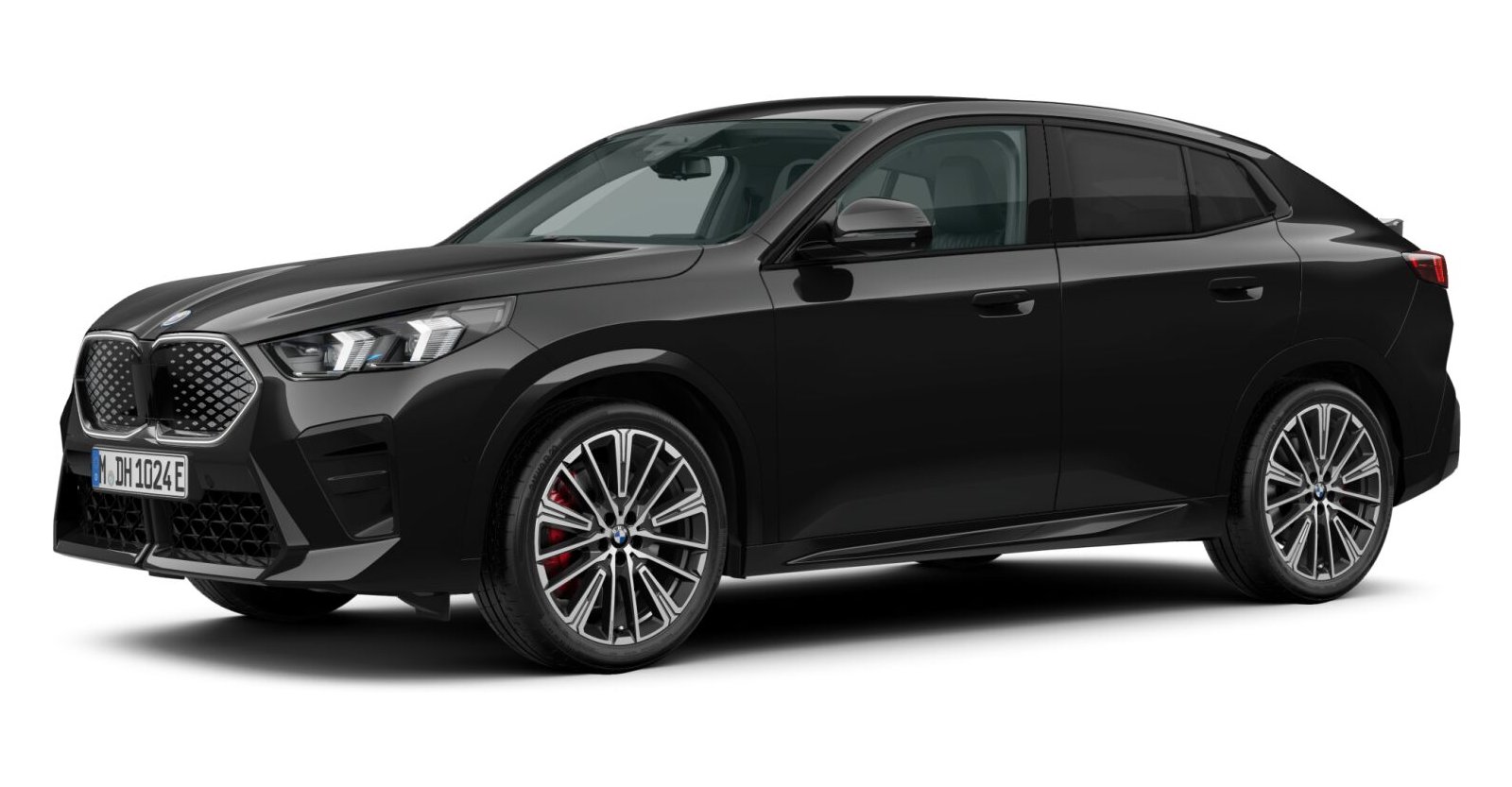 BMW iX2 xDrive30 in Schwarz von vorne BMW iX2 xDrive30 in Schwarz von vorne