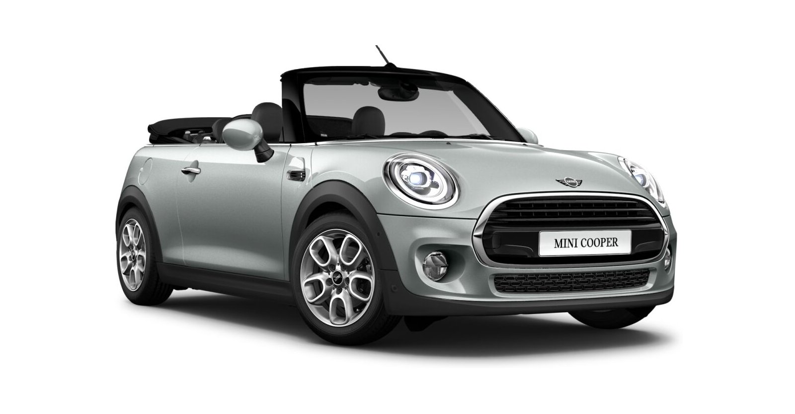 MINI Cooper Cabrio in Silber von vorne MINI Cooper Cabrio in Silber von vorne