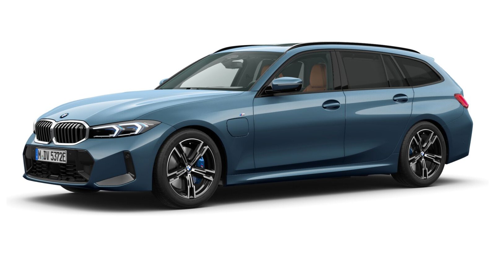 BMW 330e Touring in Blau von vorne BMW 330e Touring in Blau von vorne