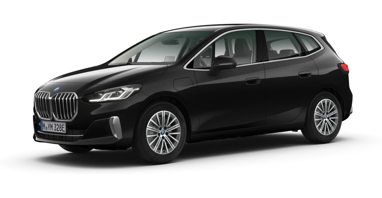 BMW 225e xDrive Active Tourer in Schwarz von vorne BMW 225e xDrive Active Tourer in Schwarz von vorne