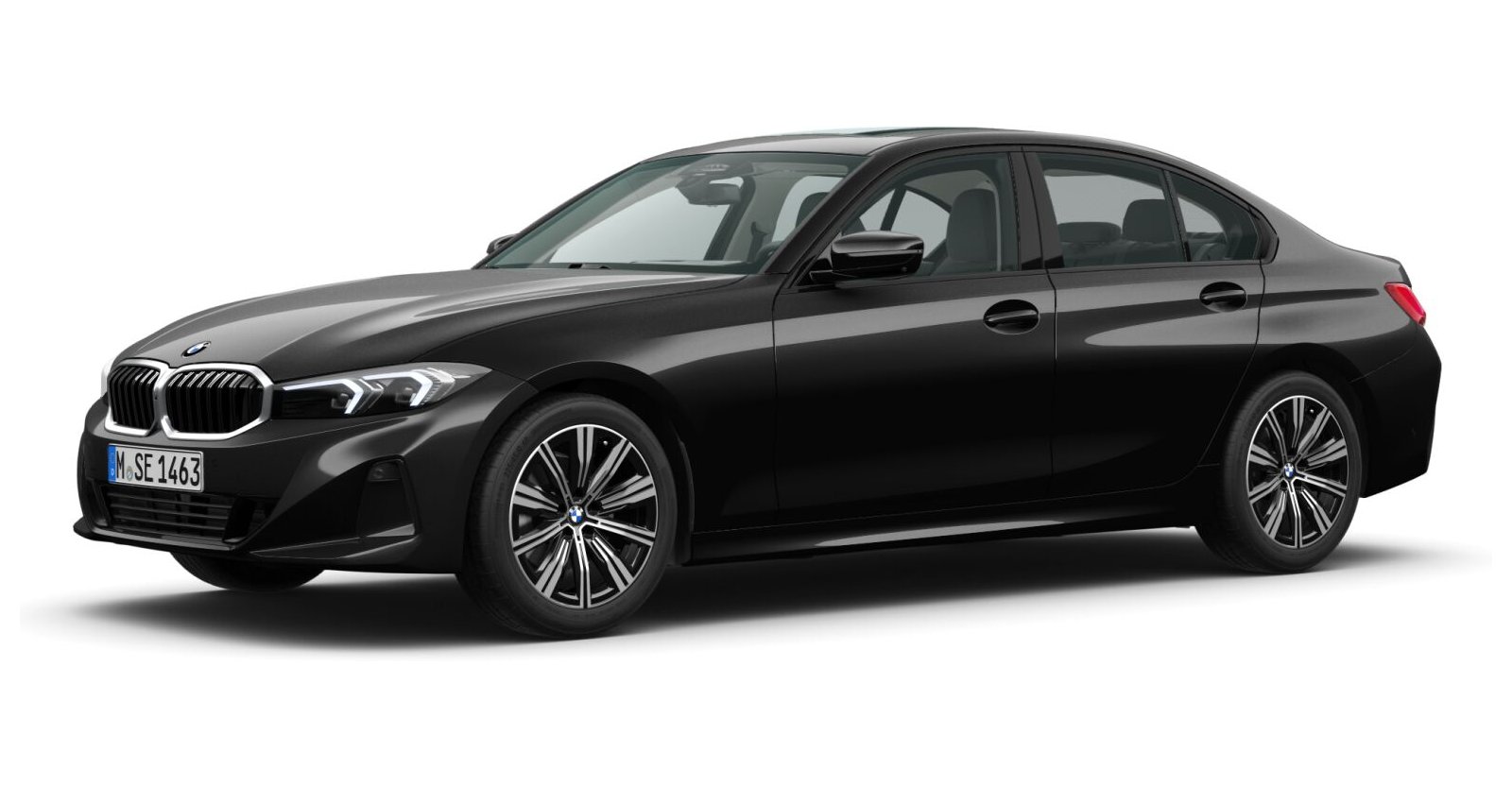 BMW 320i Limousine in Schwarz von vorne BMW 320i Limousine in Schwarz von vorne