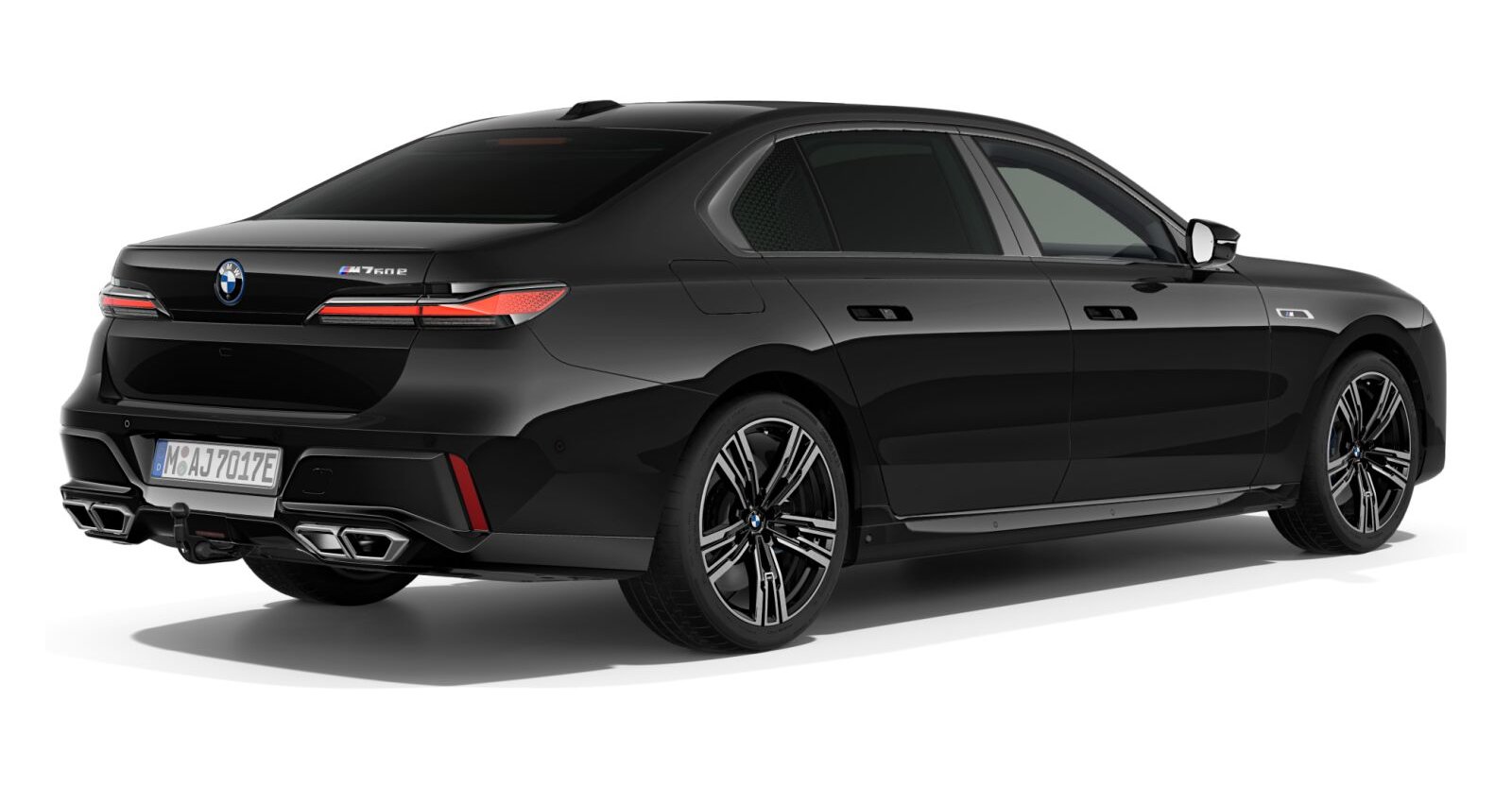 BMW BMW 7er in Schwarz von hinten