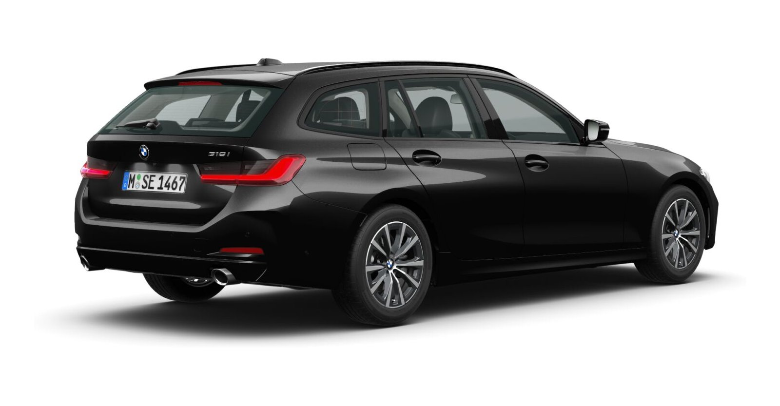 BMW BMW 3er in Schwarz von hinten
