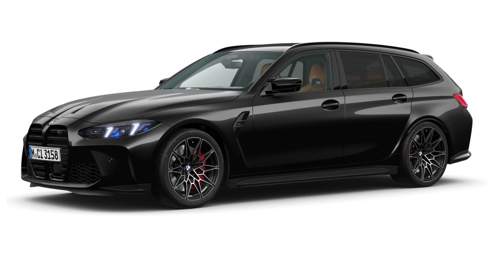 BMW M3 Competition Touring mit M xDrive in Schwarz von vorne