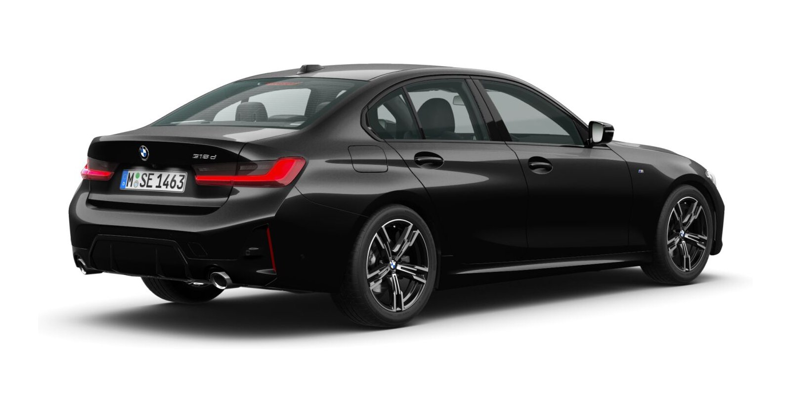 BMW BMW 3er in Schwarz von hinten