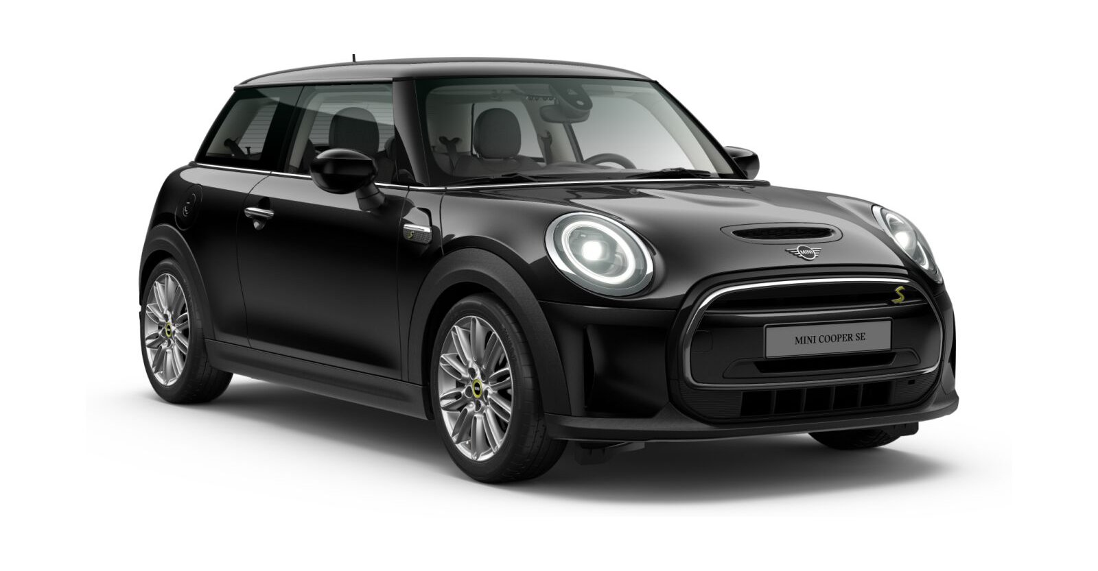 MINI Cooper SE in Schwarz von vorne MINI Cooper SE in Schwarz von vorne