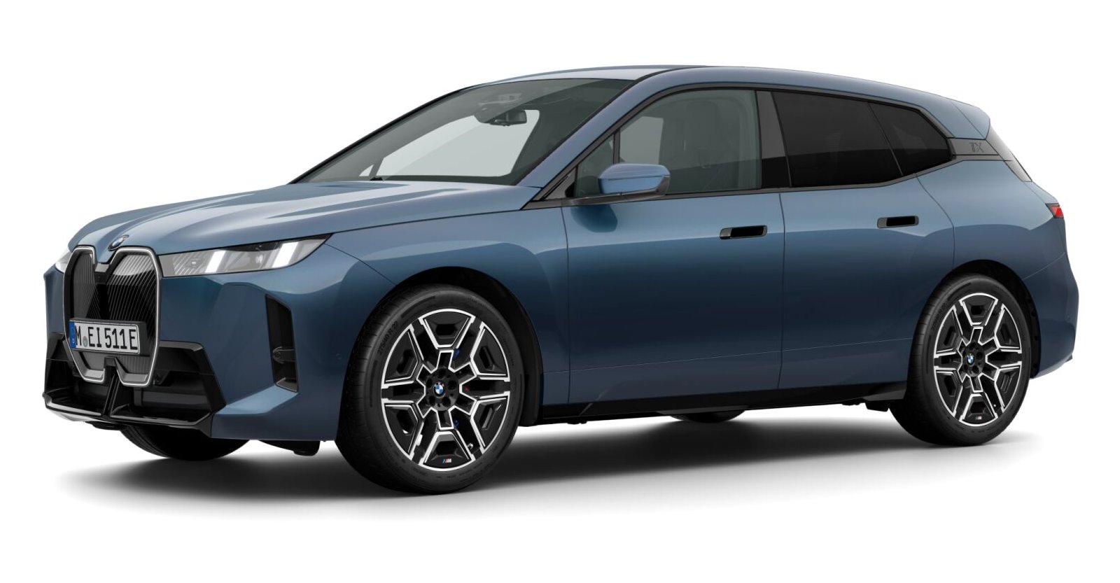 BMW iX xDrive45 in Blau von vorne