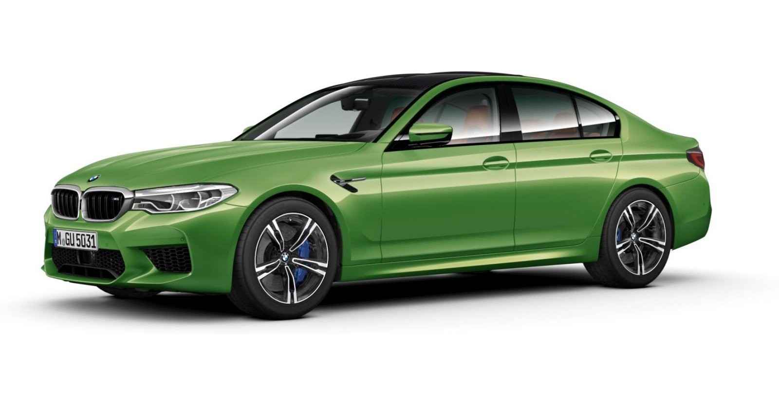 BMW M5 Limousine in Grün von vorne
