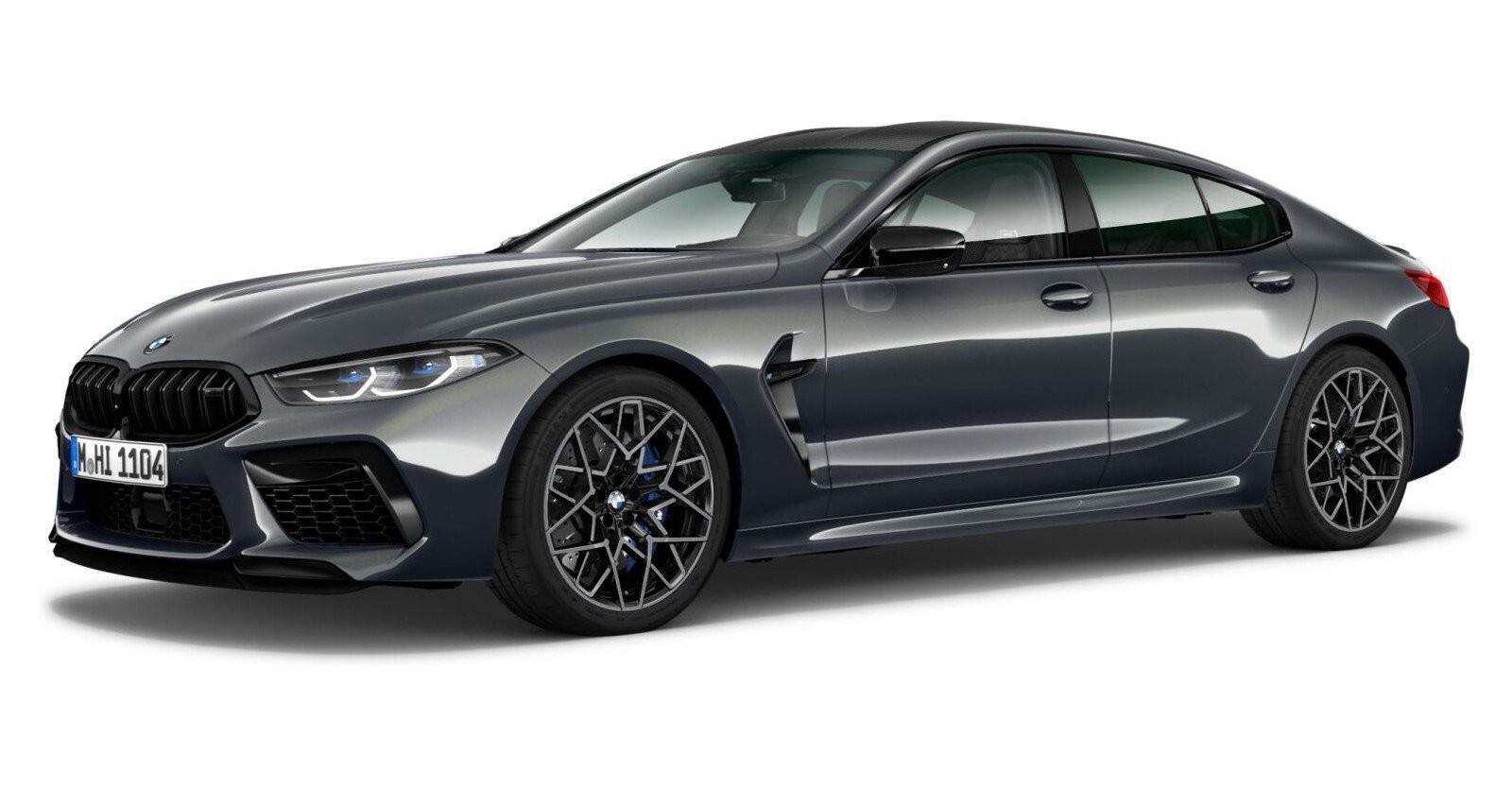 BMW M8 Competition Gran Coupé in Grau von vorne