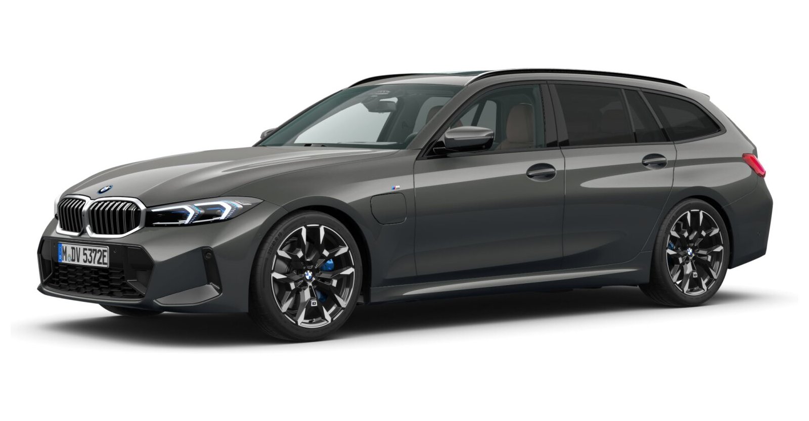BMW 330e xDrive Touring in Grau von vorne BMW 330e xDrive Touring in Grau von vorne