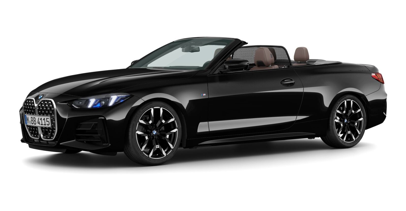 BMW 420d Cabrio in Schwarz von vorne