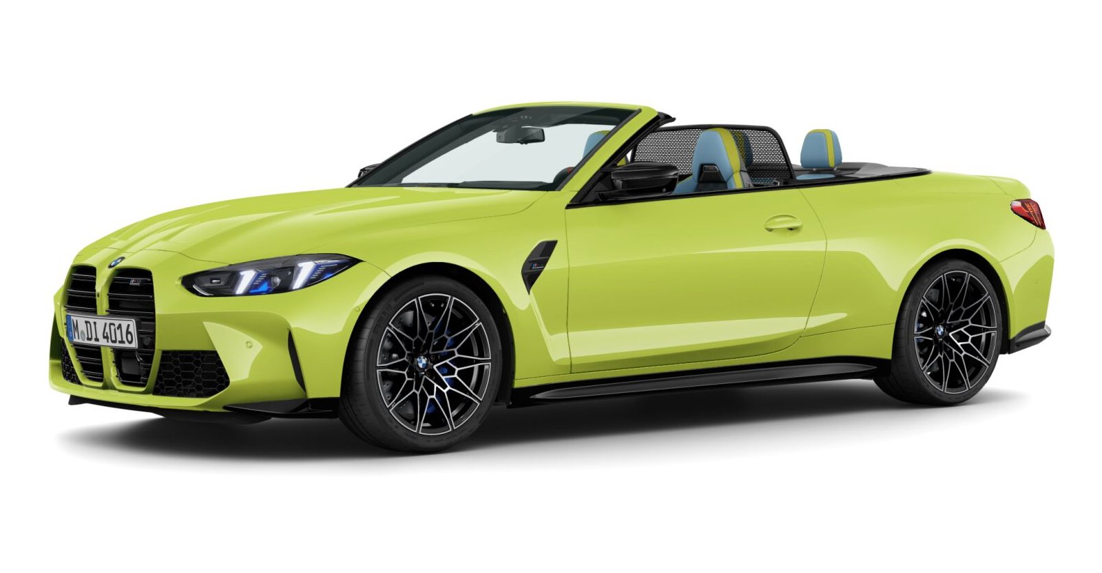 BMW M4 Competition Cabrio mit M xDrive in Gelb von vorne