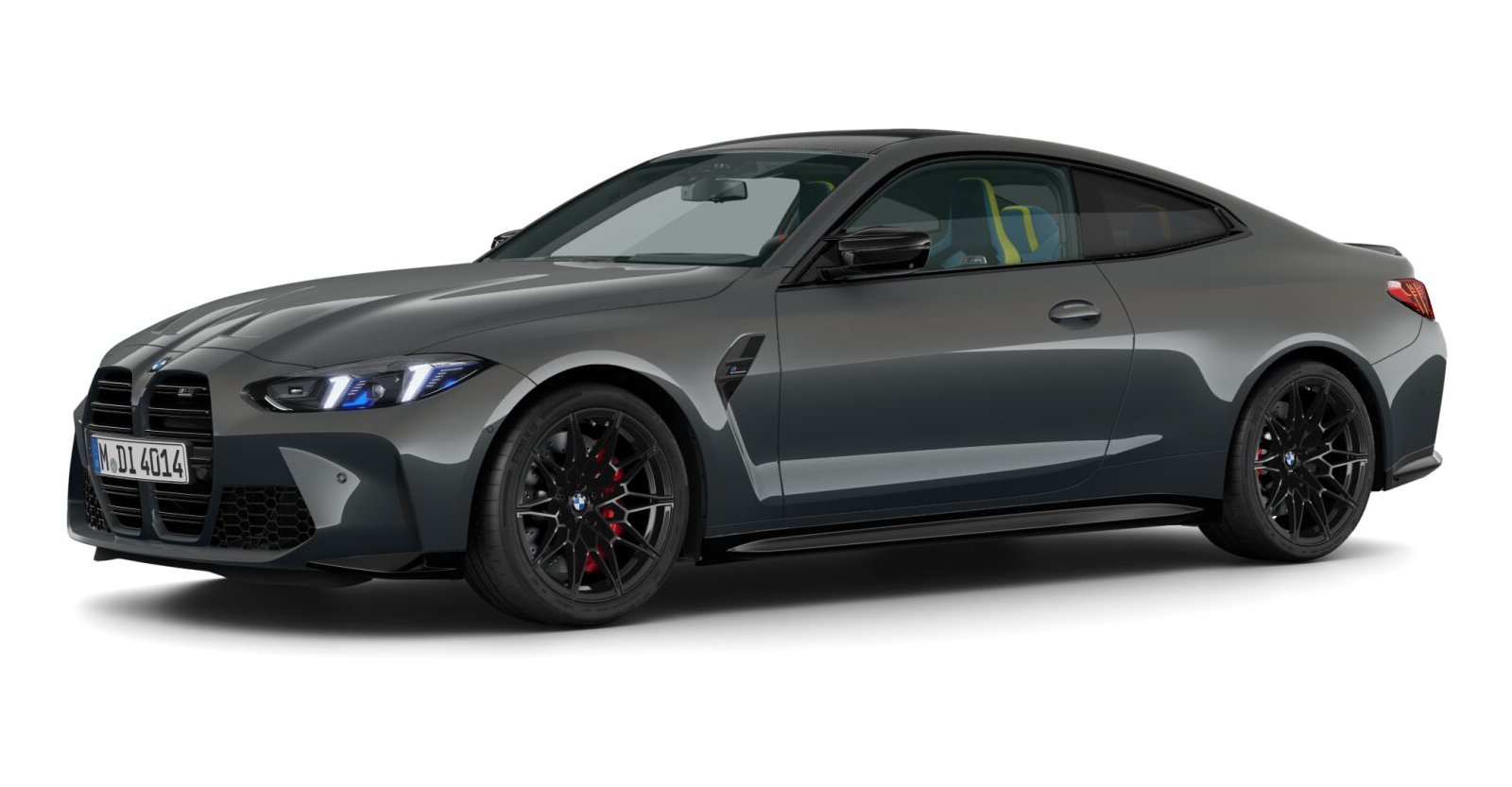 BMW M4 Competition Coupé mit M xDrive in Grau von vorne BMW M4 Competition Coupé mit M xDrive in Grau von vorne