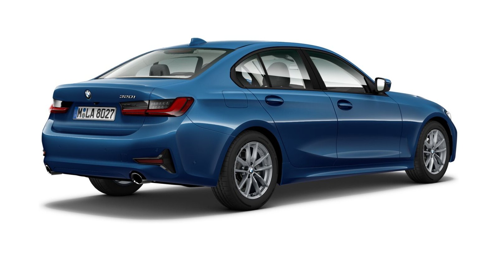 BMW BMW 3er in Blau von hinten BMW BMW 3er in Blau von hinten
