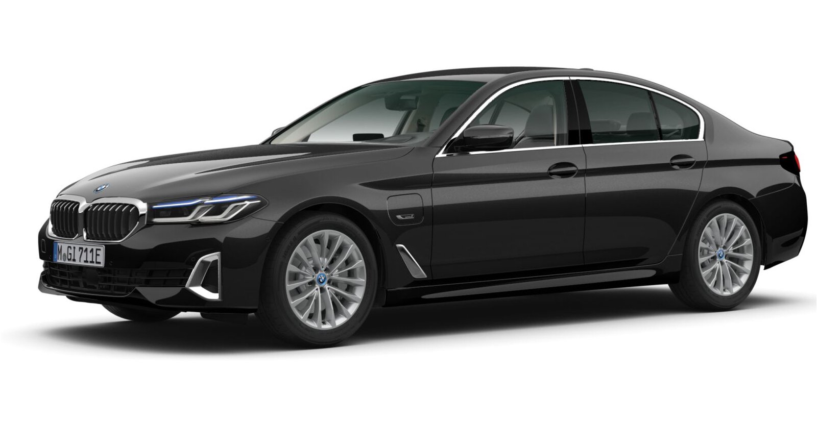BMW 530e Limousine in Schwarz von vorne