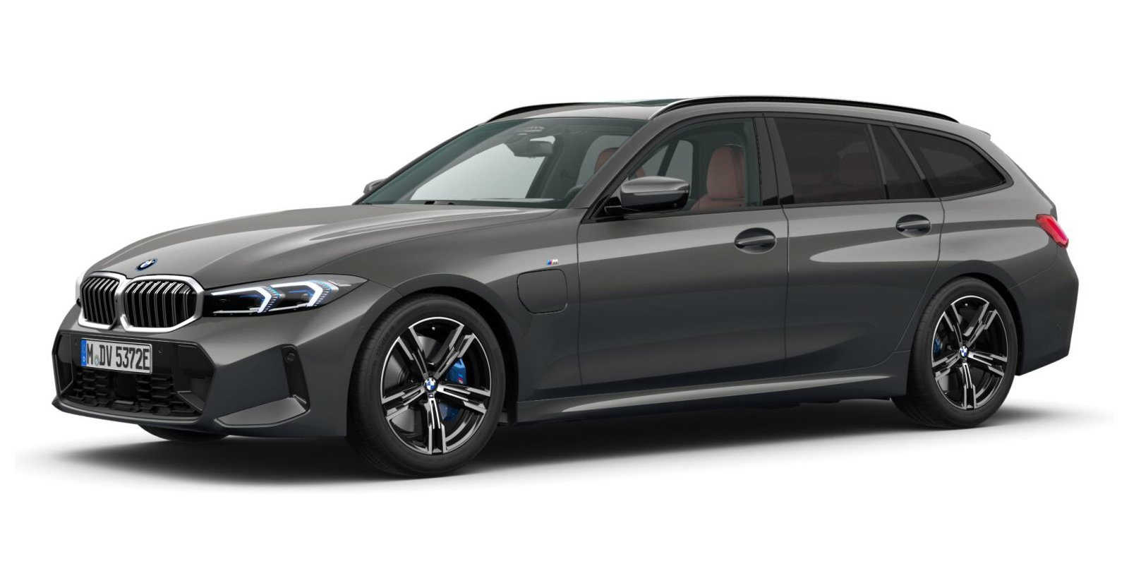 BMW 330e xDrive Touring in Grau von vorne BMW 330e xDrive Touring in Grau von vorne