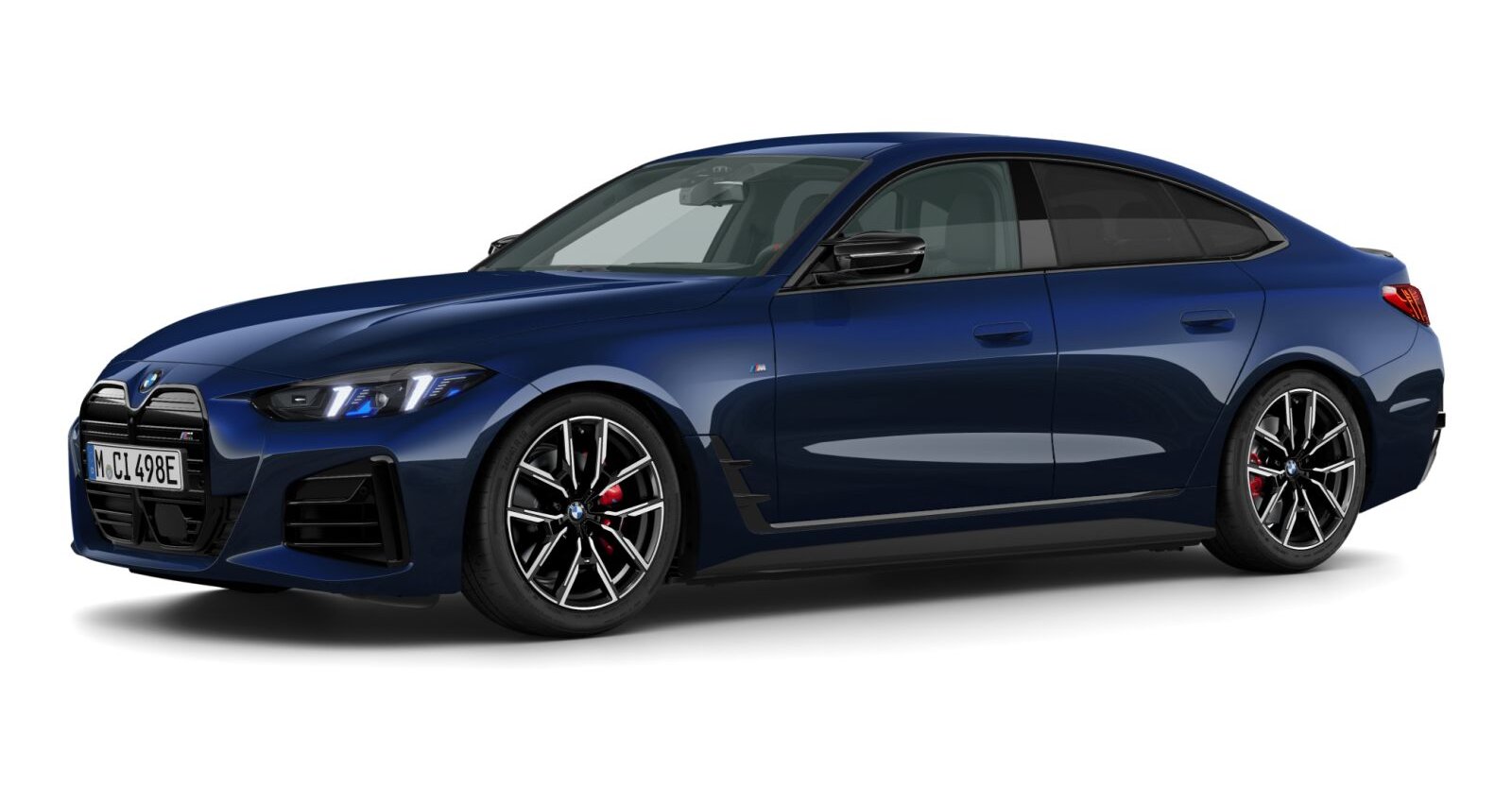BMW i4 M60 xDrive Gran Coupé in Blau von vorne