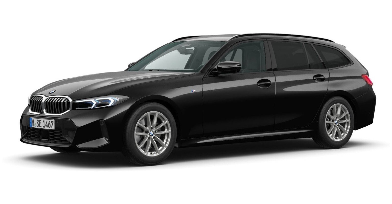 BMW 320d xDrive Touring in Schwarz von vorne