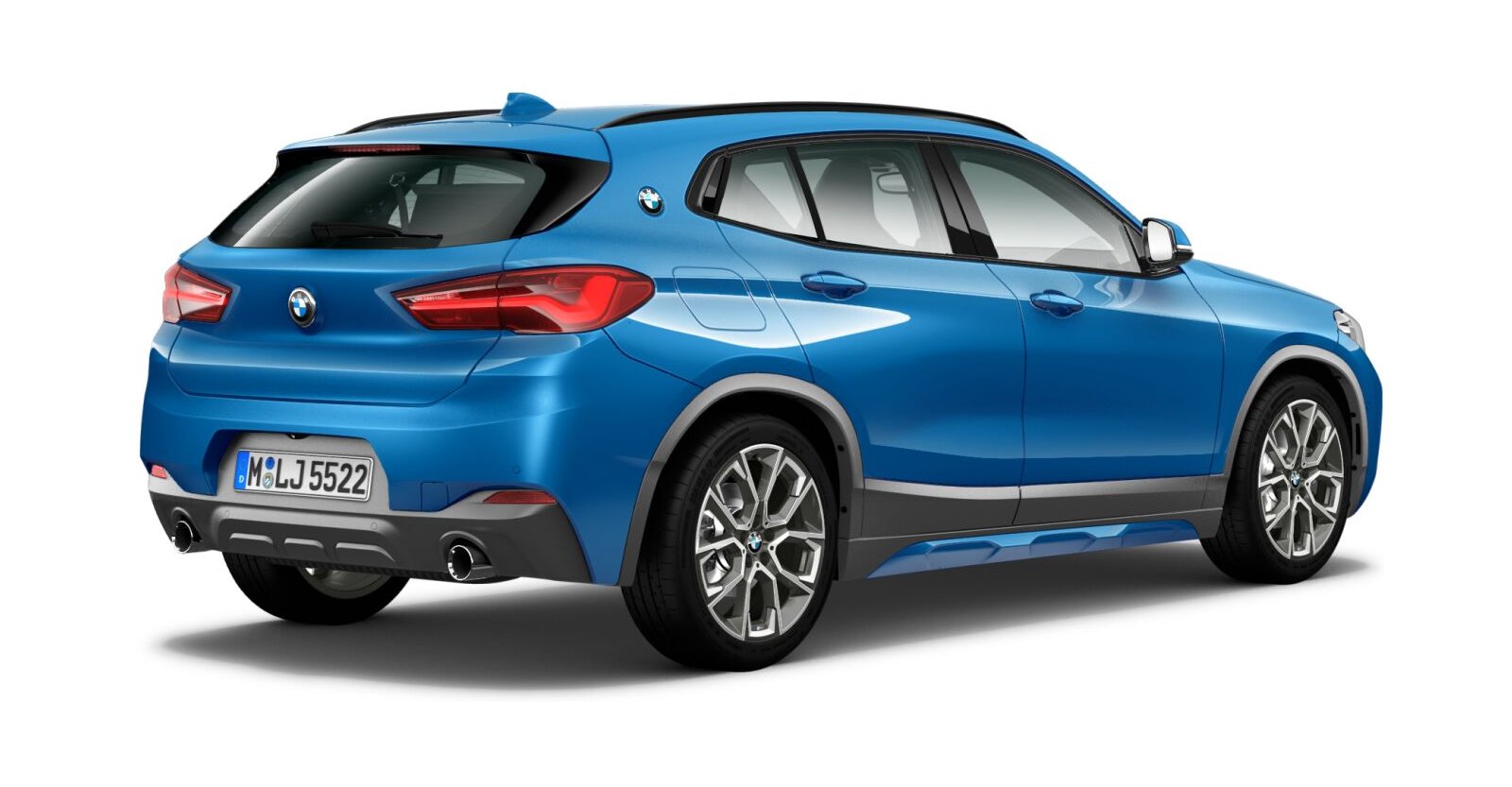 BMW BMW X in Blau von hinten BMW BMW X in Blau von hinten