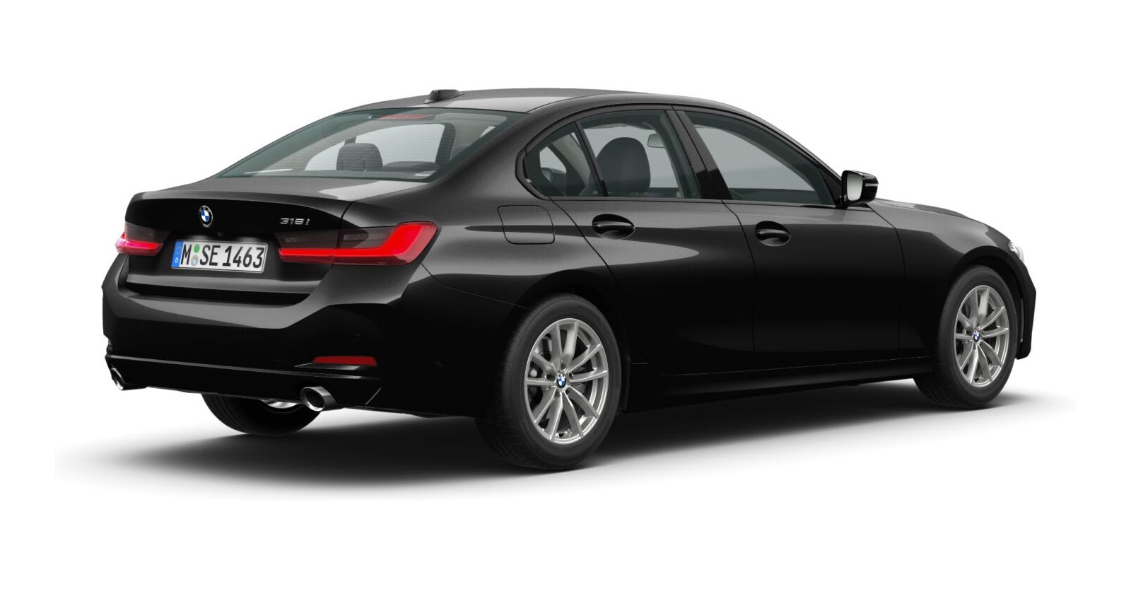 BMW BMW 3er in Schwarz von hinten